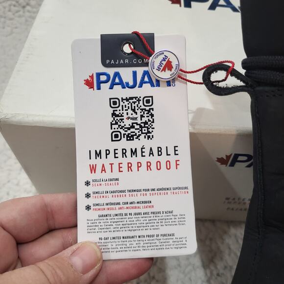 NEW PAJAR Casual Outdoor Winter Snow Waterproof Leather Ankle boot Black SZ 6.5 - Picture 10 of 10